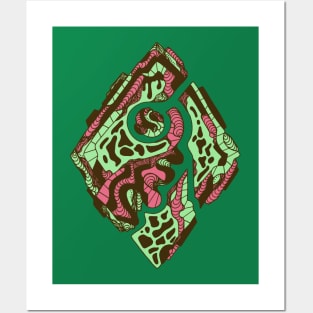 Pink Mint Abstract Rhombus Posters and Art